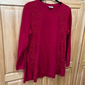 J.Jill red long sleeve top L